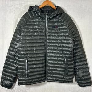 Abercrombie Fitch Jacket XL Full Zip Army Green Down Filled Quilted Hooded